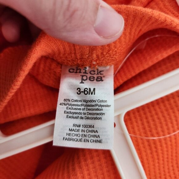 Chick Pea Unisex Size 3/6 Mo Halloween Thermal Orange Pumpkin Outfit Set - Picture 4 of 4